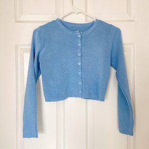 Baby blue BM styled cropped cardigan (OS)